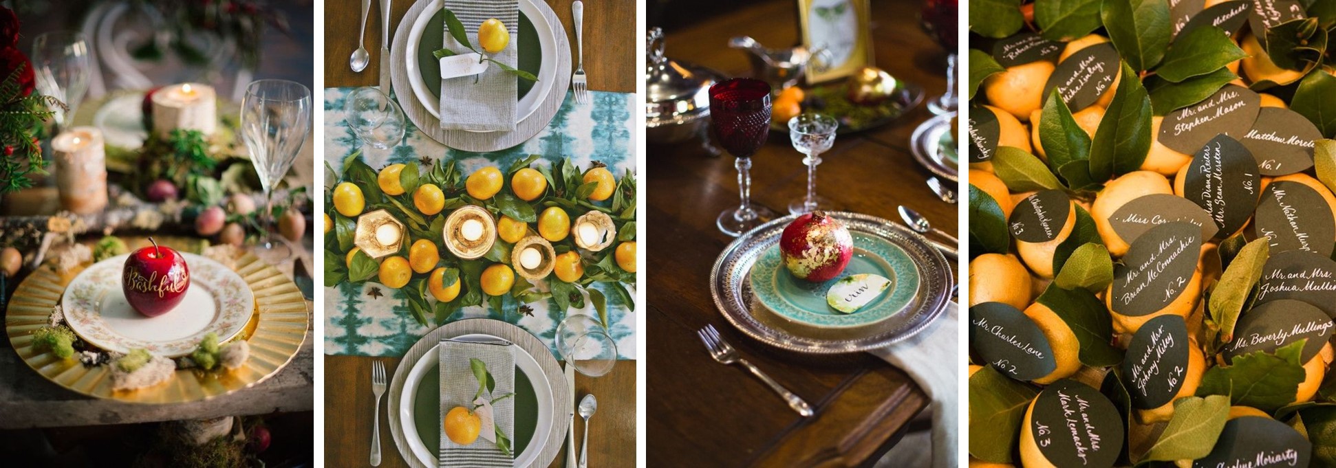 фрукты в качестве рассадки гостей